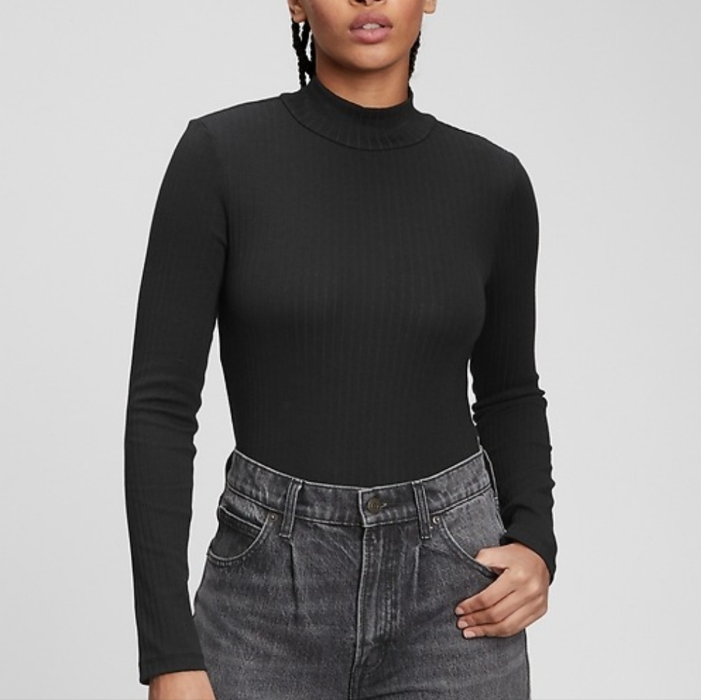 Black Ribbed Bodysuit - Picture 1 of 7